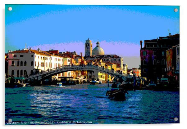 The main canal in Venice posterized Acrylic by Ann Biddlecombe