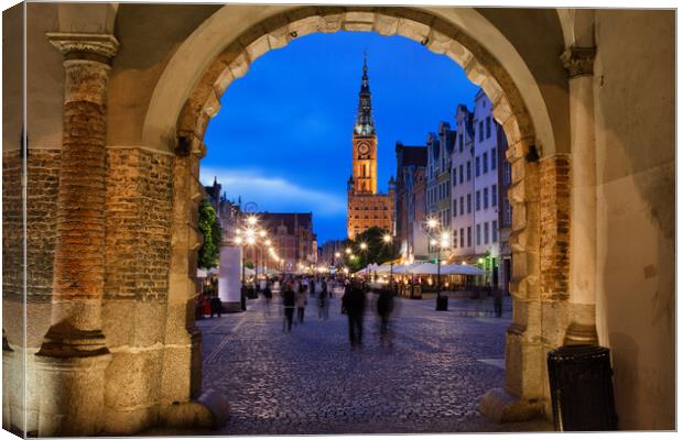 Nighfall in Old Town of Gdansk Canvas Print by Artur Bogacki