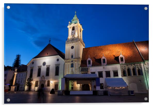 Nightfall In Bratislava Old Town Acrylic by Artur Bogacki