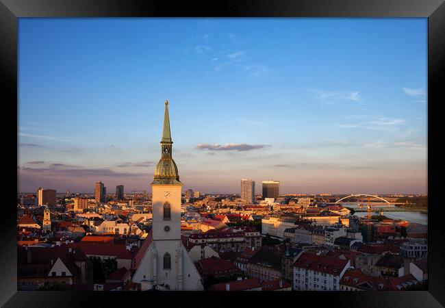 City Of Bratislava Sunset Cityscape Framed Print by Artur Bogacki