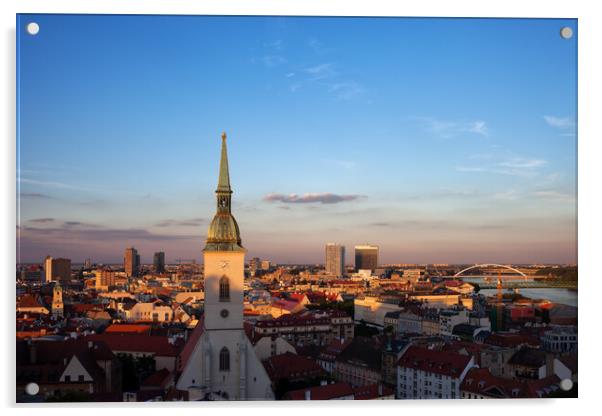 City Of Bratislava Sunset Cityscape Acrylic by Artur Bogacki