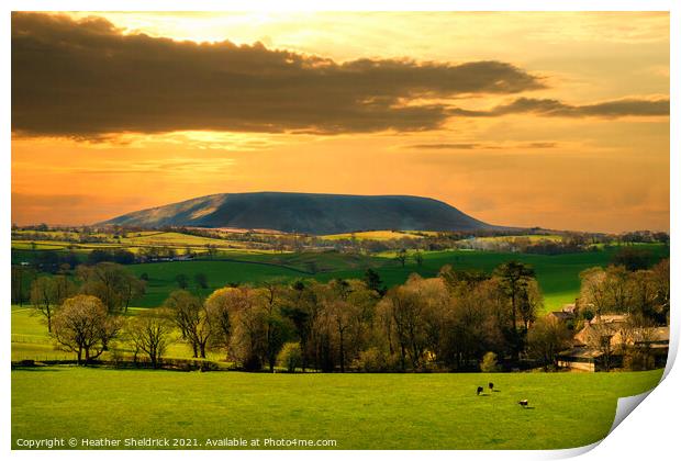 Old Pendle Sunset Print by Heather Sheldrick