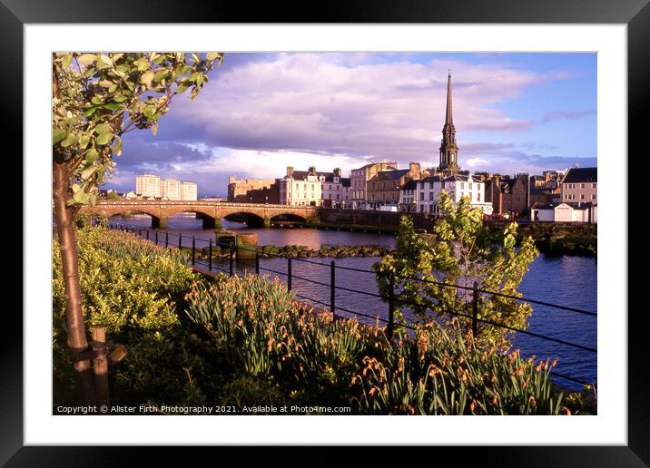 Evening sunlight  on  Ayr  with town hall dominati Framed Mounted Print by Alister Firth Photography