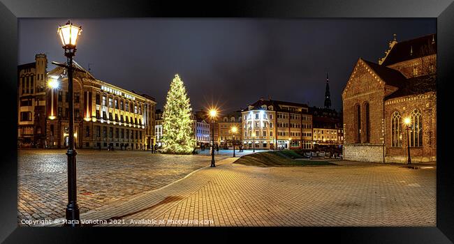 Dome Square with Christmas tree in Riga's Old Town Framed Print by Maria Vonotna
