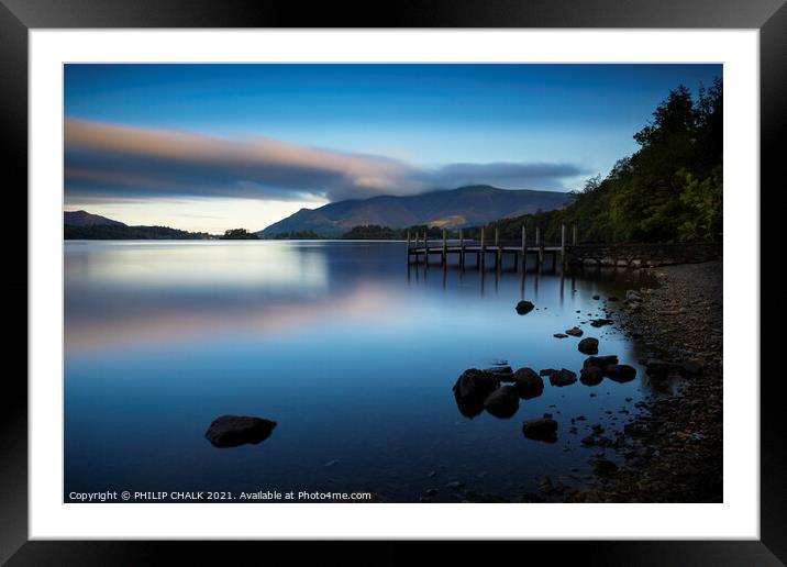 Derwent water blue hour sunrise near Keswick in the lake district 486  Framed Mounted Print by PHILIP CHALK
