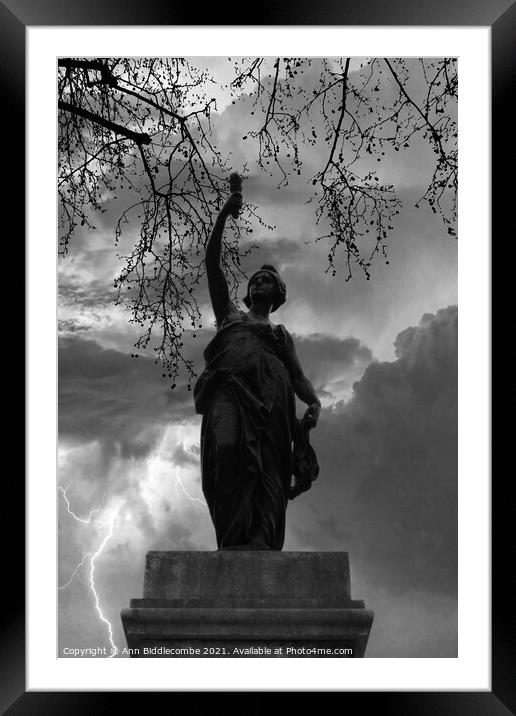 Statue de la liberte in black and white Framed Mounted Print by Ann Biddlecombe