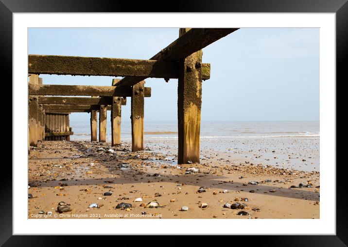 Cromer Beach, The North Sea and the defence Framed Mounted Print by Chris Haynes