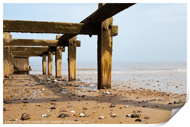 Cromer Beach, The North Sea and the defence Print by Chris Haynes