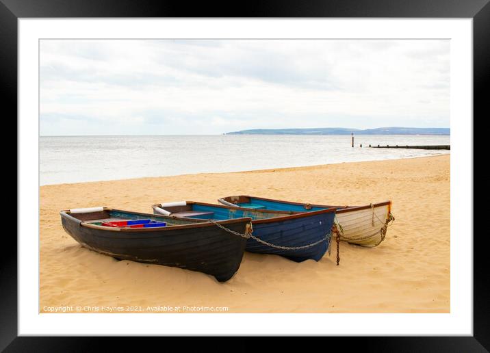 Rowing Boats on Bournemouth Beach, Dorset. Framed Mounted Print by Chris Haynes