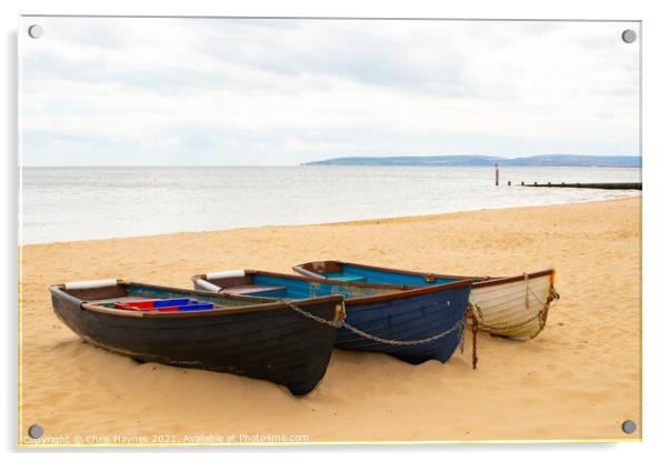 Rowing Boats on Bournemouth Beach, Dorset. Acrylic by Chris Haynes