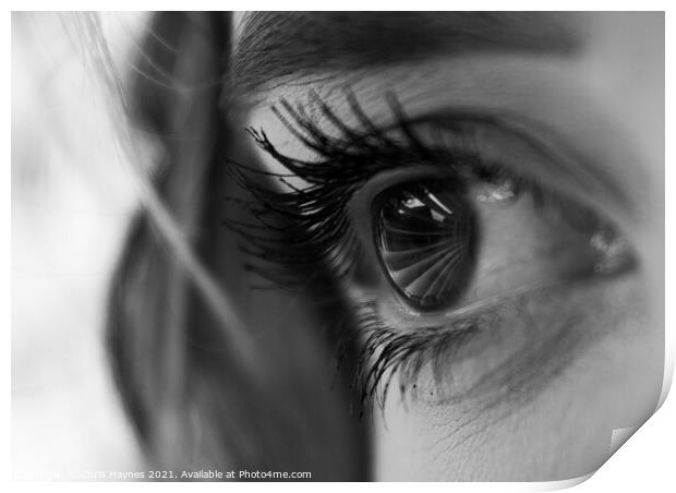 Reflections in the Eye - Black and White  Print by Chris Haynes