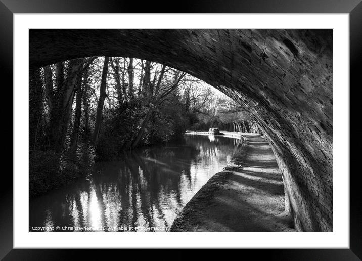 Grand Union Canal under the bridge near Foxton Locks, Leicestershire Framed Mounted Print by Chris Haynes