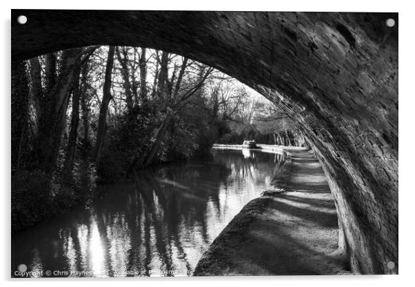Grand Union Canal under the bridge near Foxton Locks, Leicestershire Acrylic by Chris Haynes