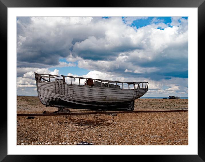 Wreck at Dungeness. Framed Mounted Print by Mark Ward