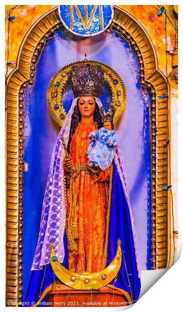 Mary Statue Basilica San Cristobal Church Puebla Mexico Print by William Perry