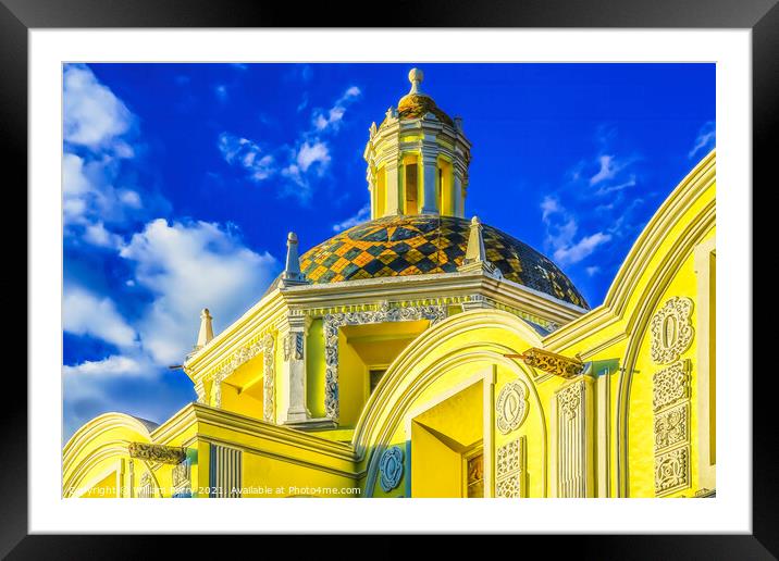 Yellow Dome San Cristobal Church Puebla Mexico Framed Mounted Print by William Perry