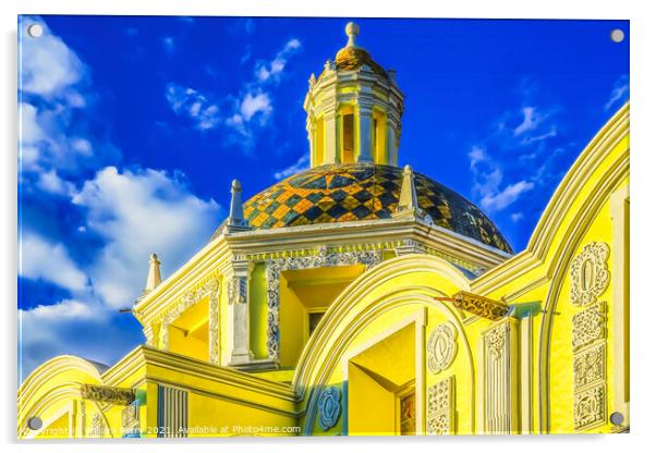 Yellow Dome San Cristobal Church Puebla Mexico Acrylic by William Perry