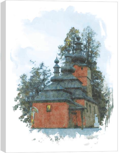 Wooden orthodox church Canvas Print by Wdnet Studio