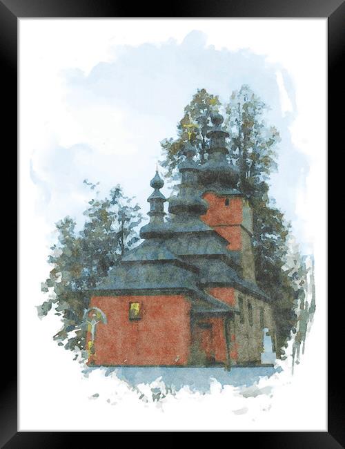 Wooden orthodox church Framed Print by Wdnet Studio