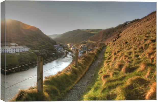 A High Footpath Overlooking Boscastle At Sunrise. Canvas Print by Dave Bell