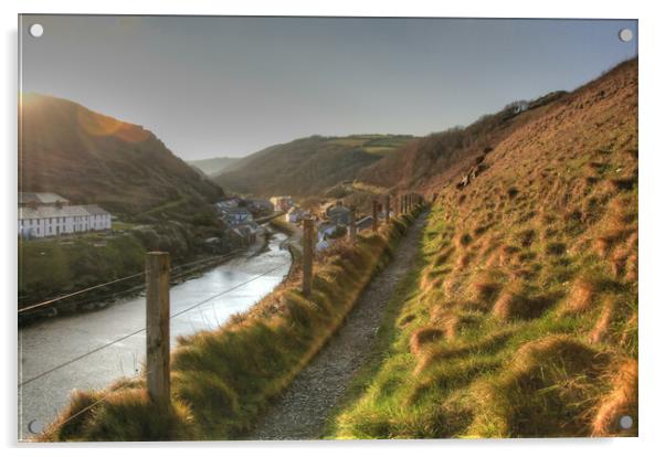 A High Footpath Overlooking Boscastle At Sunrise. Acrylic by Dave Bell