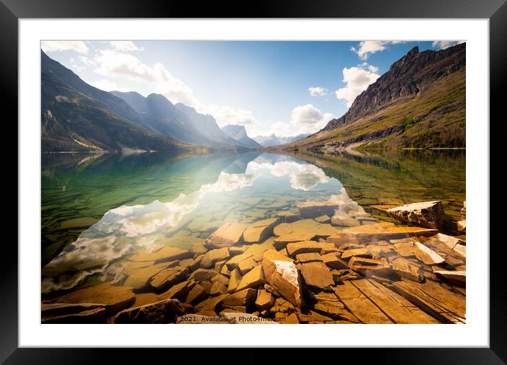 Reflection St Mary Lake, Glacier National Park, Montana Framed Mounted Print by Shawna and Damien Richard