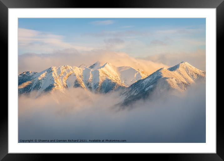 Winter Rocky Mountain Ridges Shrouded in Mist Framed Mounted Print by Shawna and Damien Richard