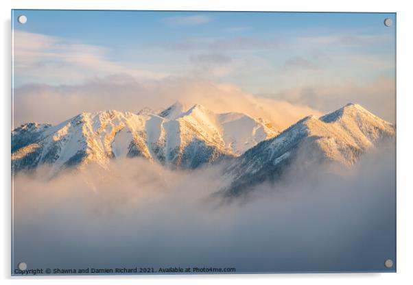 Winter Rocky Mountain Ridges Shrouded in Mist Acrylic by Shawna and Damien Richard