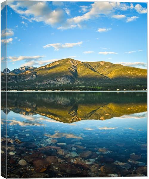 Golden Hour Columbia Lake Reflection, British Columbia, Canada Canvas Print by Shawna and Damien Richard