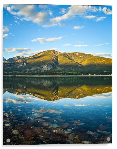 Golden Hour Columbia Lake Reflection, British Columbia, Canada Acrylic by Shawna and Damien Richard