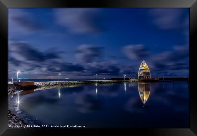 Harbour of Juist at night Framed Print by Dirk Rüter