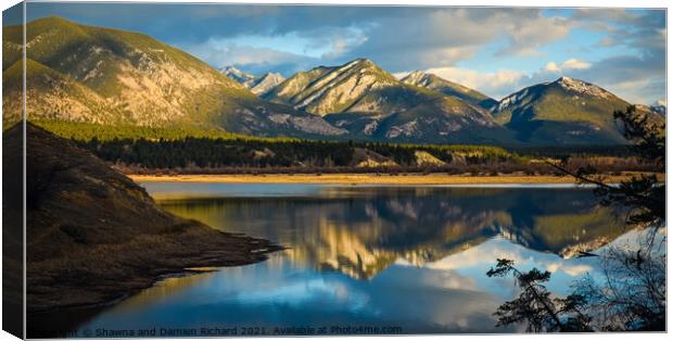 Rocky Mountains Reflection in Wetlands Landscape Canvas Print by Shawna and Damien Richard