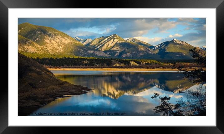 Rocky Mountains Reflection in Wetlands Landscape Framed Mounted Print by Shawna and Damien Richard