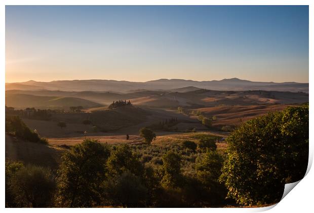 Podere Belvedere Villa in Val d'Orcia Region in Tuscany, Italy a Print by Dietmar Rauscher
