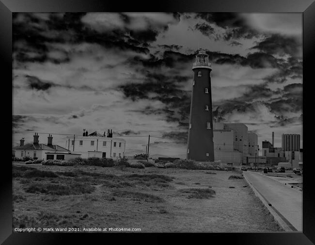 Dungeness in Moody Monochrome. Framed Print by Mark Ward