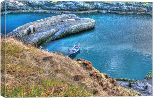 Blue Cornish Harbour. Canvas Print by Dave Bell