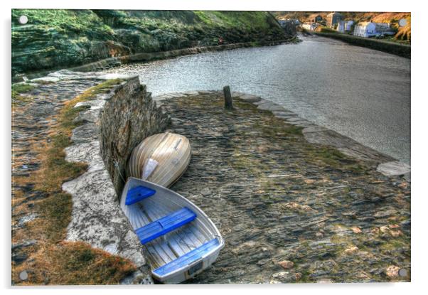 Dinghy's Parked on sea wall Acrylic by Dave Bell