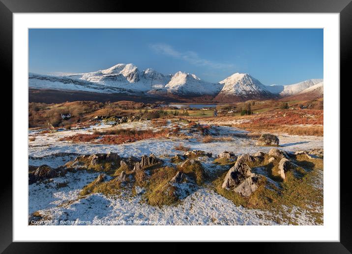 Torrin and Blaven in Winter Isle of Skye Scotland Framed Mounted Print by Barbara Jones