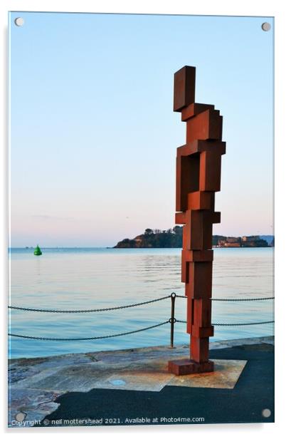 Look II Keeps Watch Over Plymouth Sound. Acrylic by Neil Mottershead