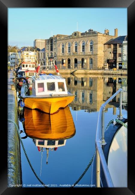 Barbican Reflections, Plymouth. Framed Print by Neil Mottershead