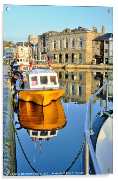 Barbican Reflections, Plymouth. Acrylic by Neil Mottershead