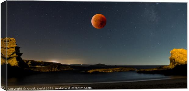 Pessegueiro Island and Blood Moon Canvas Print by Angelo DeVal