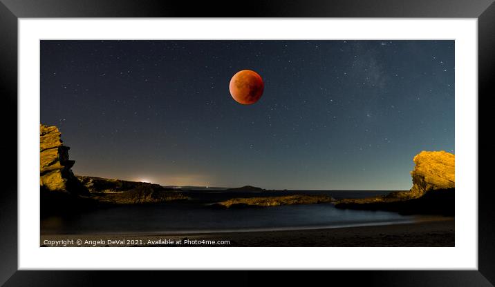 Pessegueiro Island and Blood Moon Framed Mounted Print by Angelo DeVal