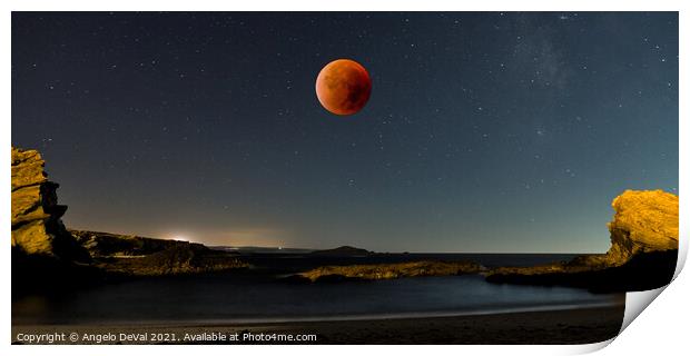 Pessegueiro Island and Blood Moon Print by Angelo DeVal