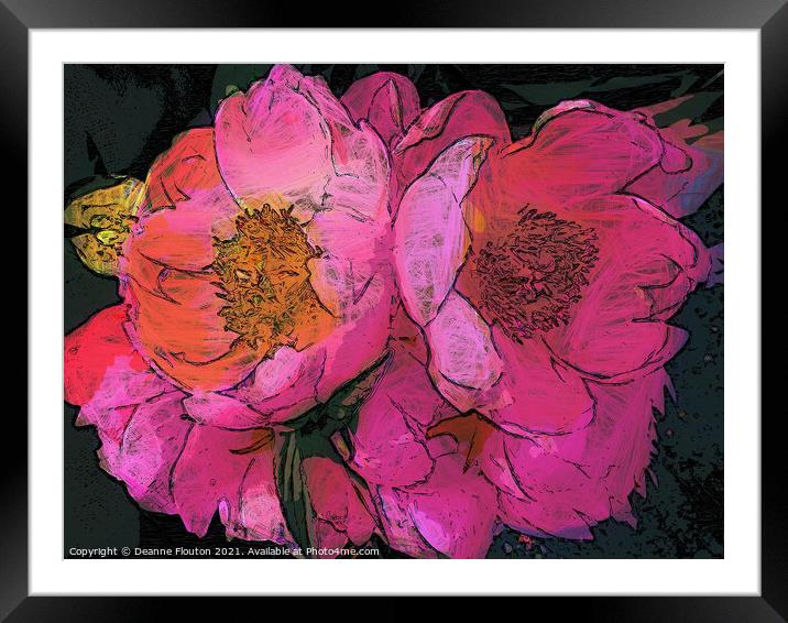 Blossoming Peonies with Artistic Expression Framed Mounted Print by Deanne Flouton
