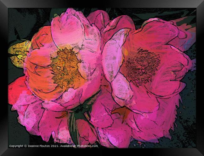 Blossoming Peonies with Artistic Expression Framed Print by Deanne Flouton