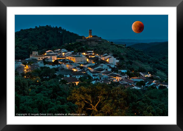 Almonaster La Real and Blood Moon Framed Mounted Print by Angelo DeVal