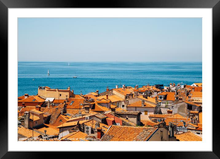 Piran old town and Adriatic sea Framed Mounted Print by Sanga Park