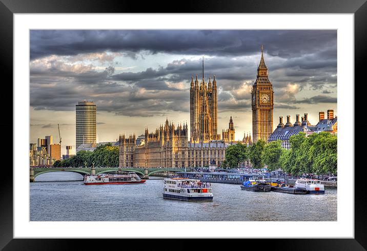 Moody sunset over London’s iconic Big Ben Framed Mounted Print by Mike Gorton