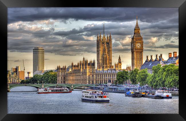 Moody sunset over London’s iconic Big Ben Framed Print by Mike Gorton